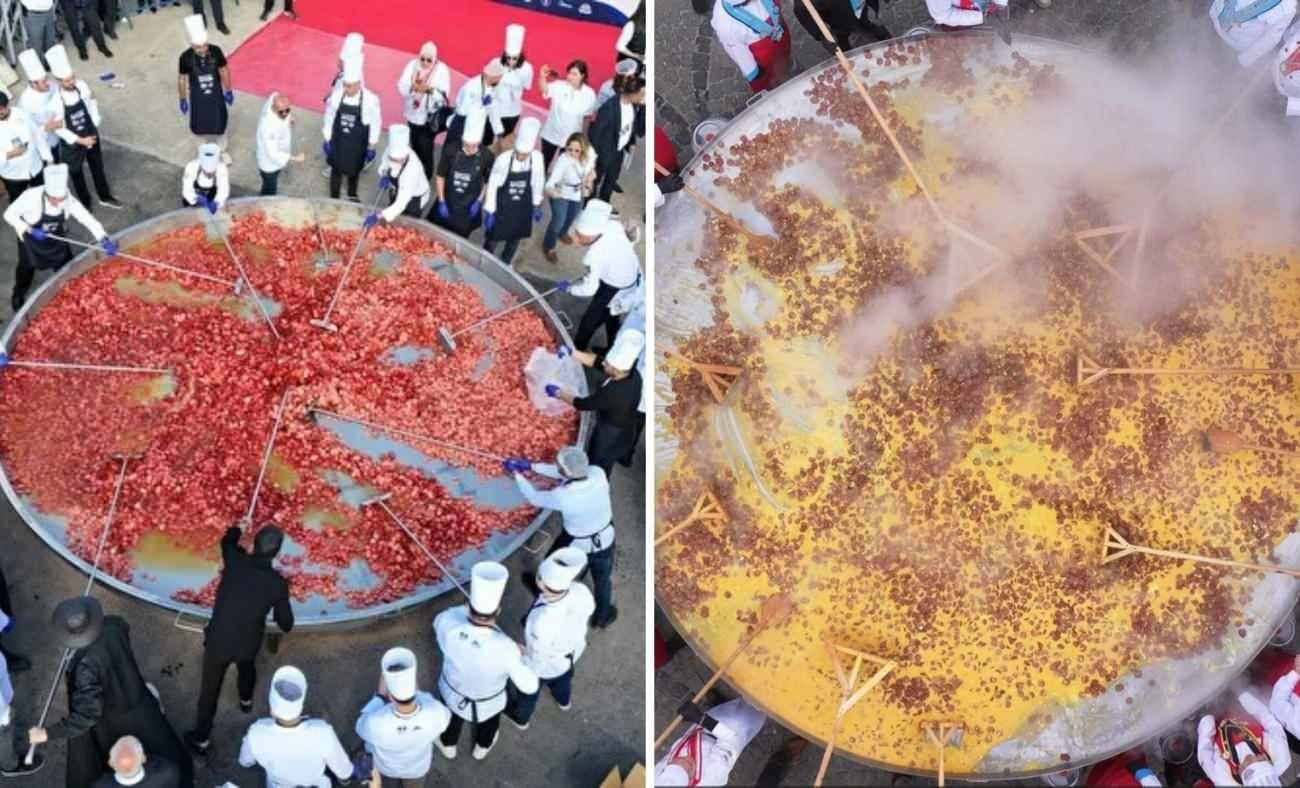 Afyon'da 1930 kilo ağırlığındaki sucuklu yumurta dünya rekorunu kırdı!