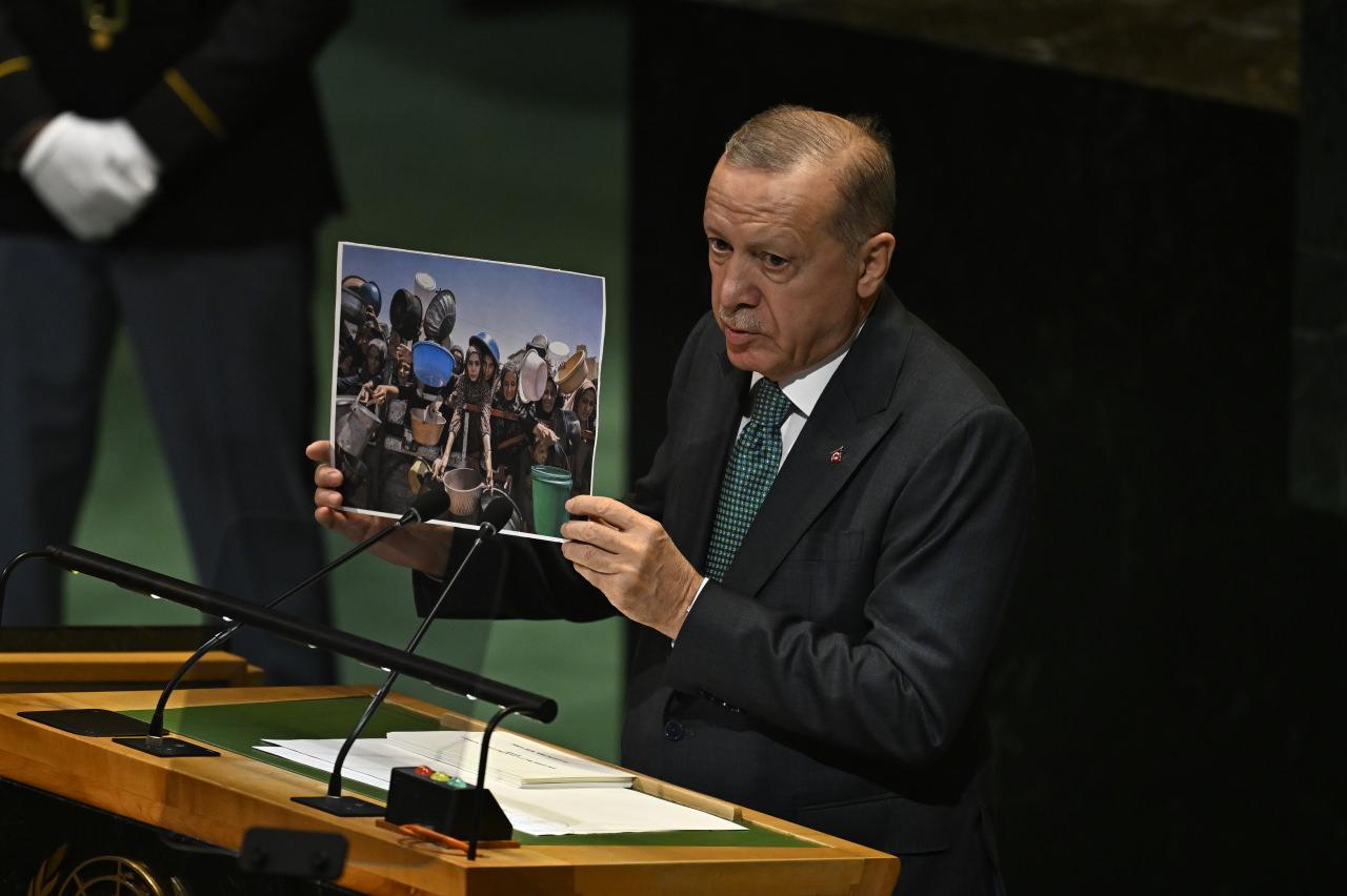 Cumhurbaşkanı Erdoğan, BM kürsüsünde Gazze'deki vahşeti gösterdi. 