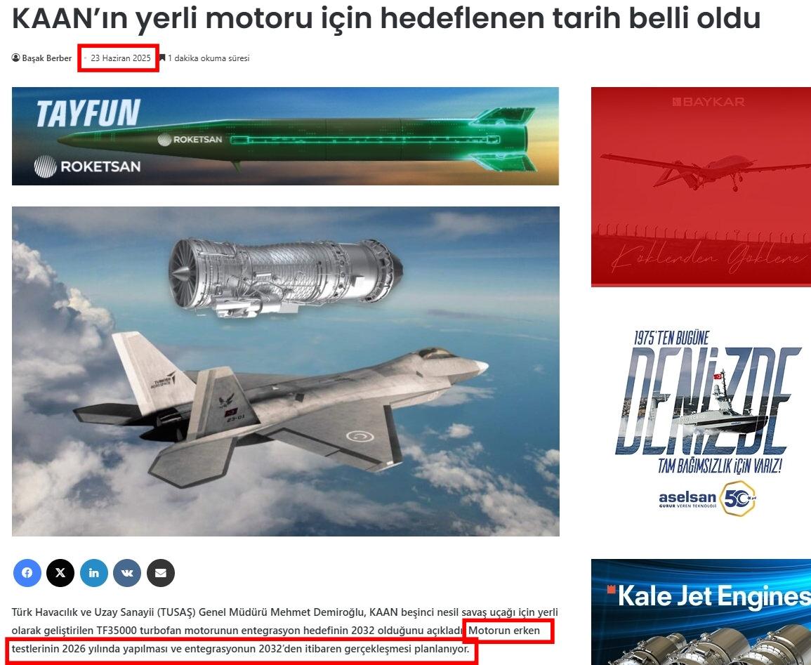 23 Haziran 2025 tarihli yerli motor tarihini duyuran ilgili haber