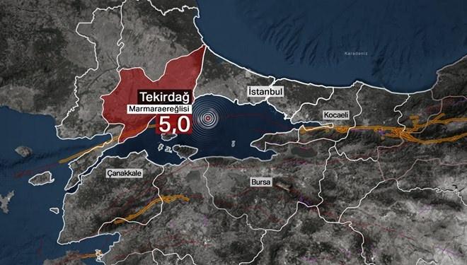 İstanbul'da 5 büyüklüğünde korkutan deprem.