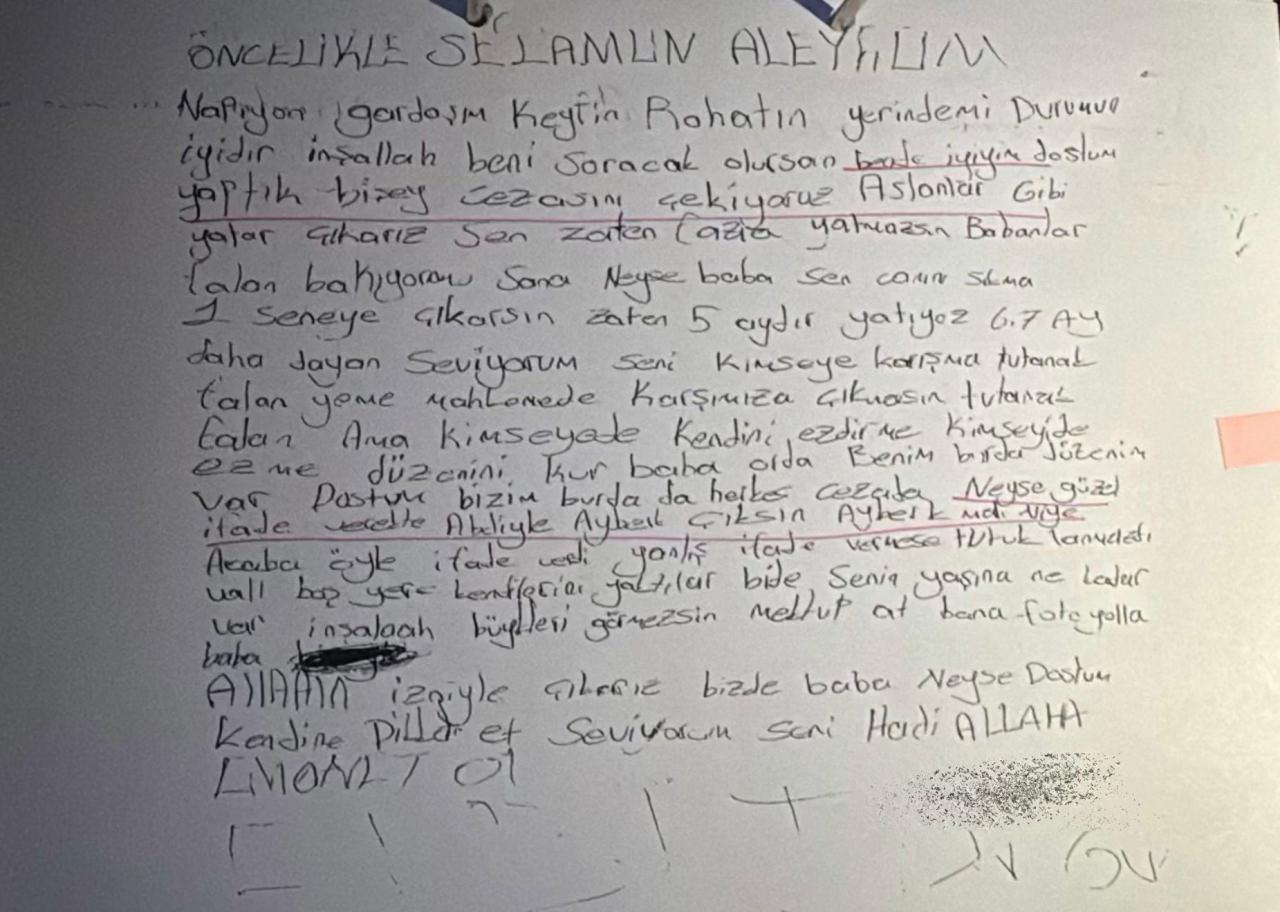 Katilin yazdığı mektup
