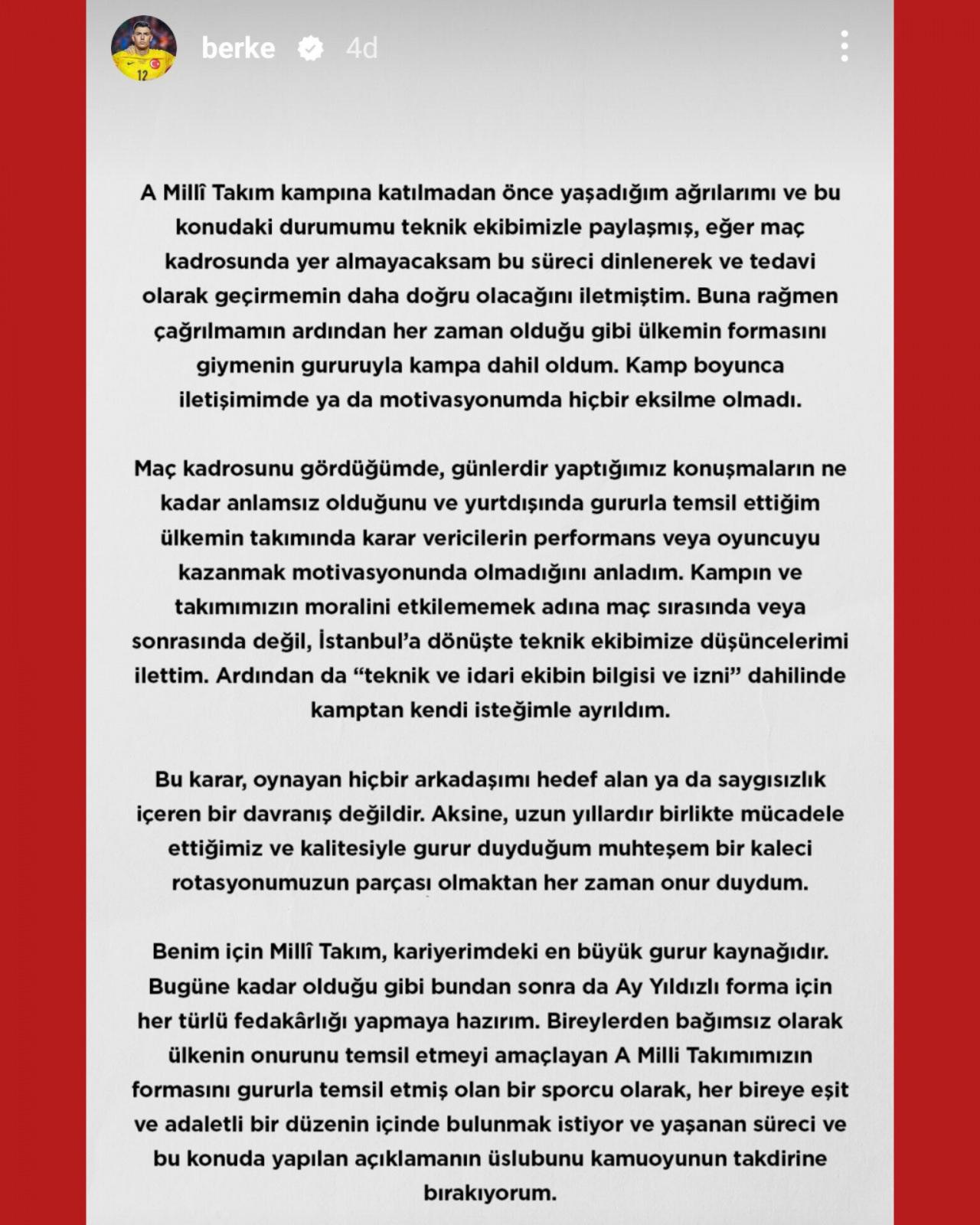 Berke Özer'in açıklamaları