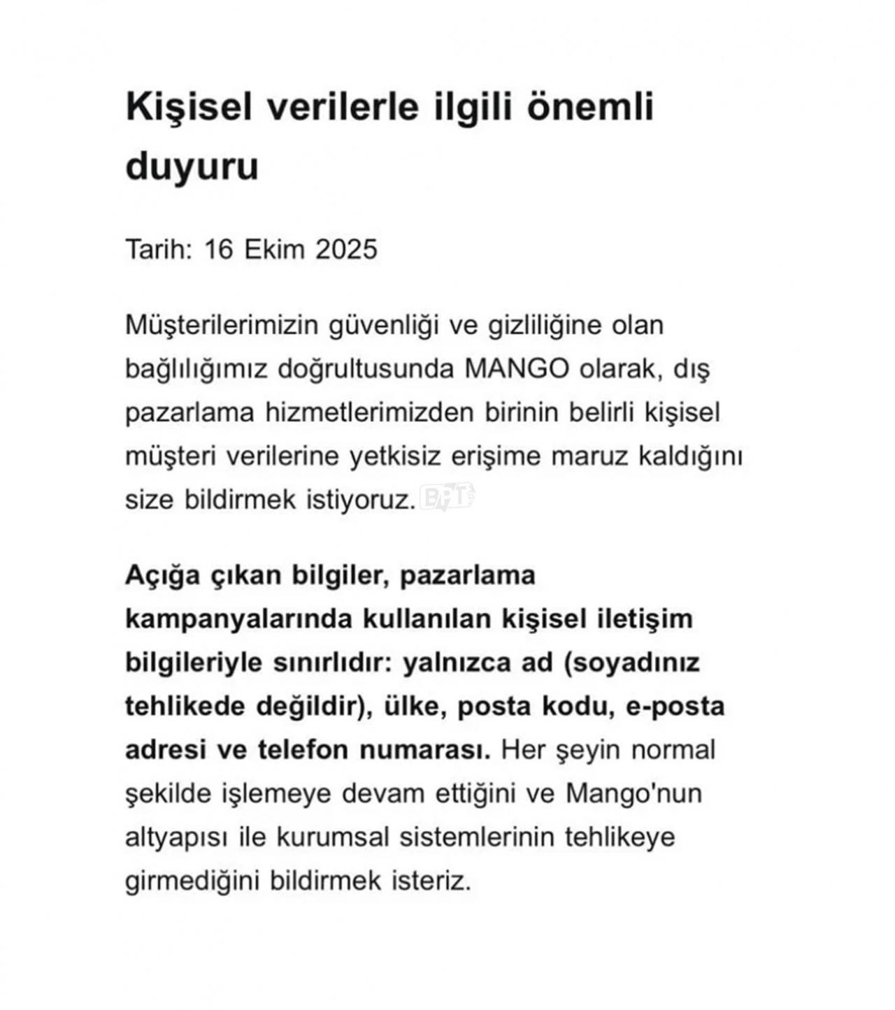Mango duyurdu: Siber saldırıya uğradık