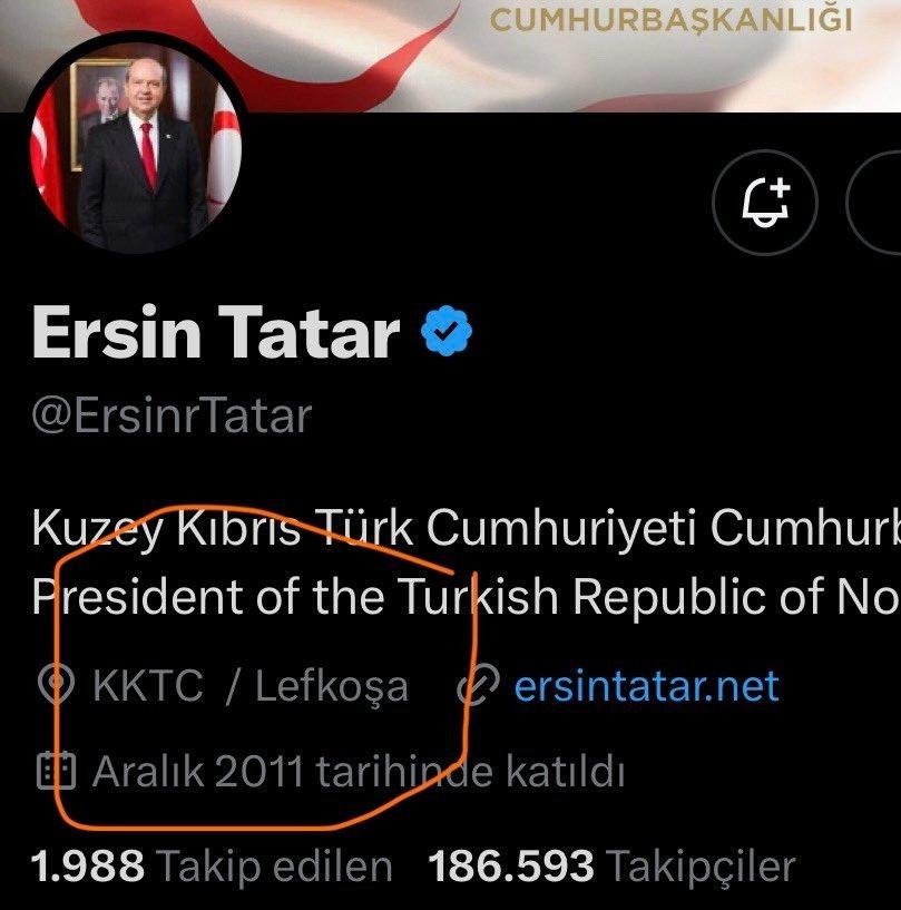 İki devletli çözümü savunan Ersin Tatar'ın X'teki profil bio'su