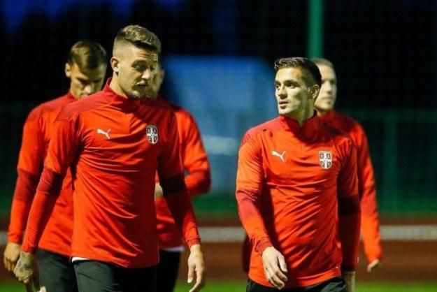Milinkovic-Savic ve Dusan Tadic, Sırbistan Milli Takım kampında.