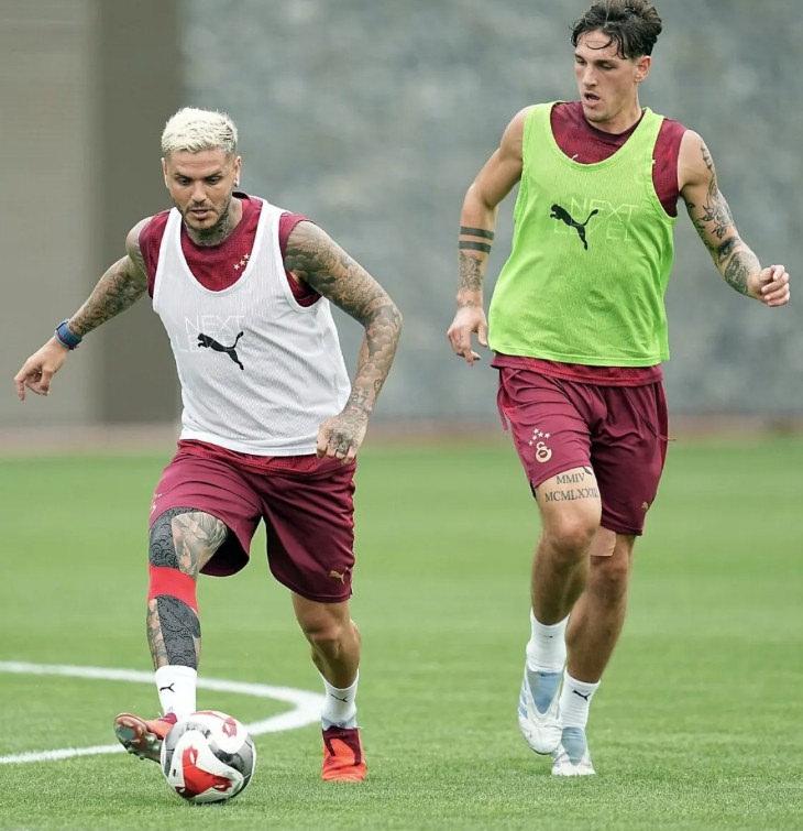 Mauro Icardi ve Nicolo Zaniolo, Galatasaray antrenmanında
