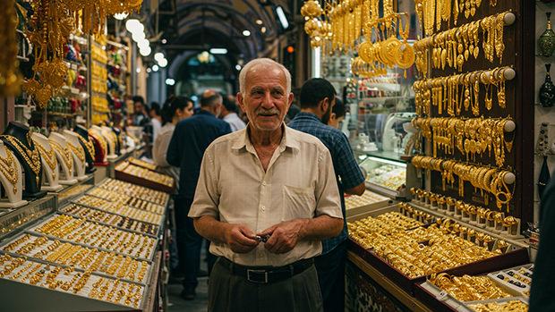 Kapalıçarşı'da altınlara bakan bir emekli