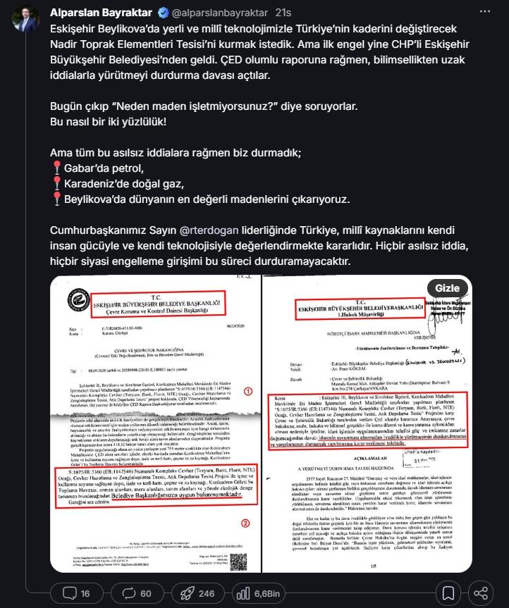 Bakan Bayraktar'ın NSosyal paylaşımı