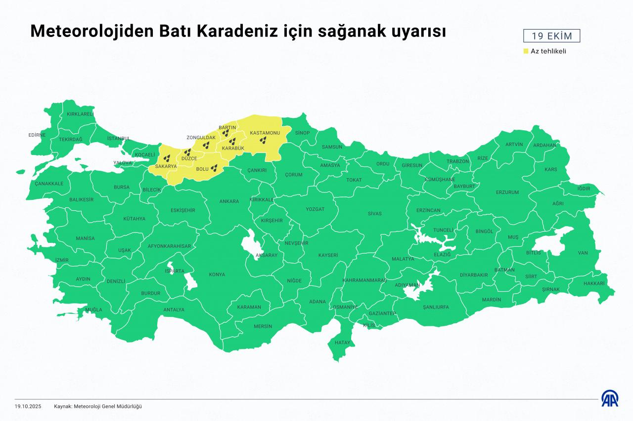 Sarı kodlu uyarının yapıldığı iller...