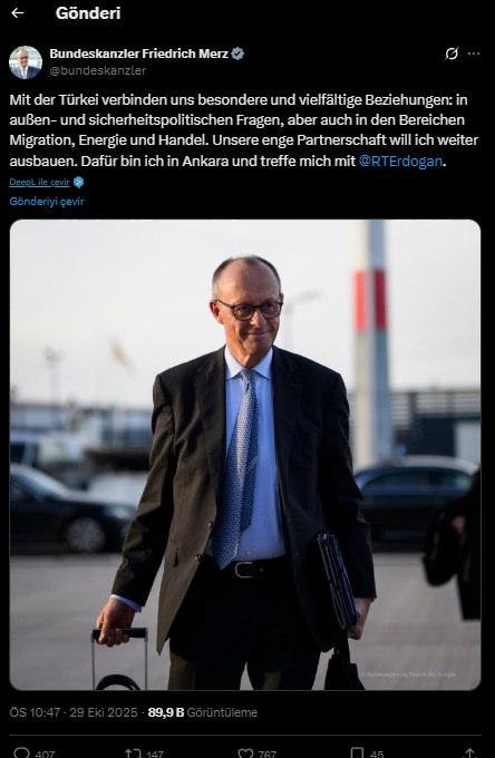 Friedrich Merz'in X paylaşımı