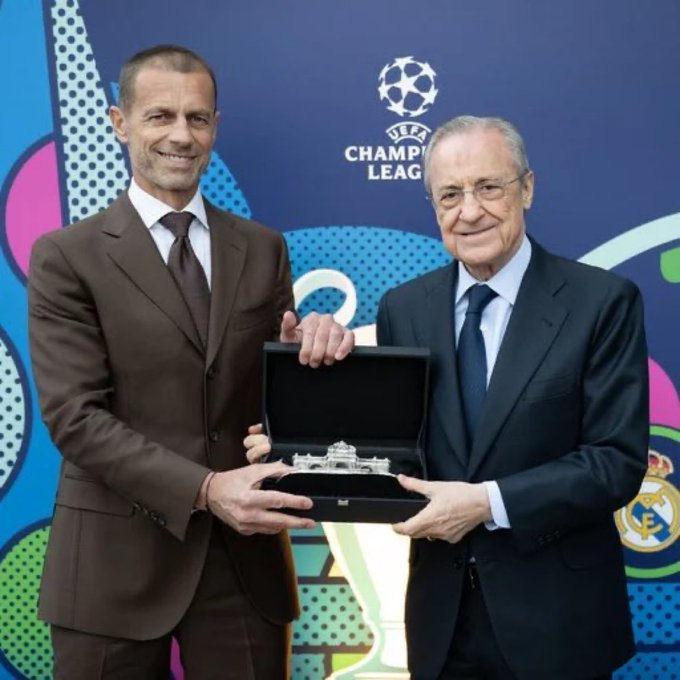 UEFA Başkanı Ceferin ve Real Madrid başkanı Florentino Perez