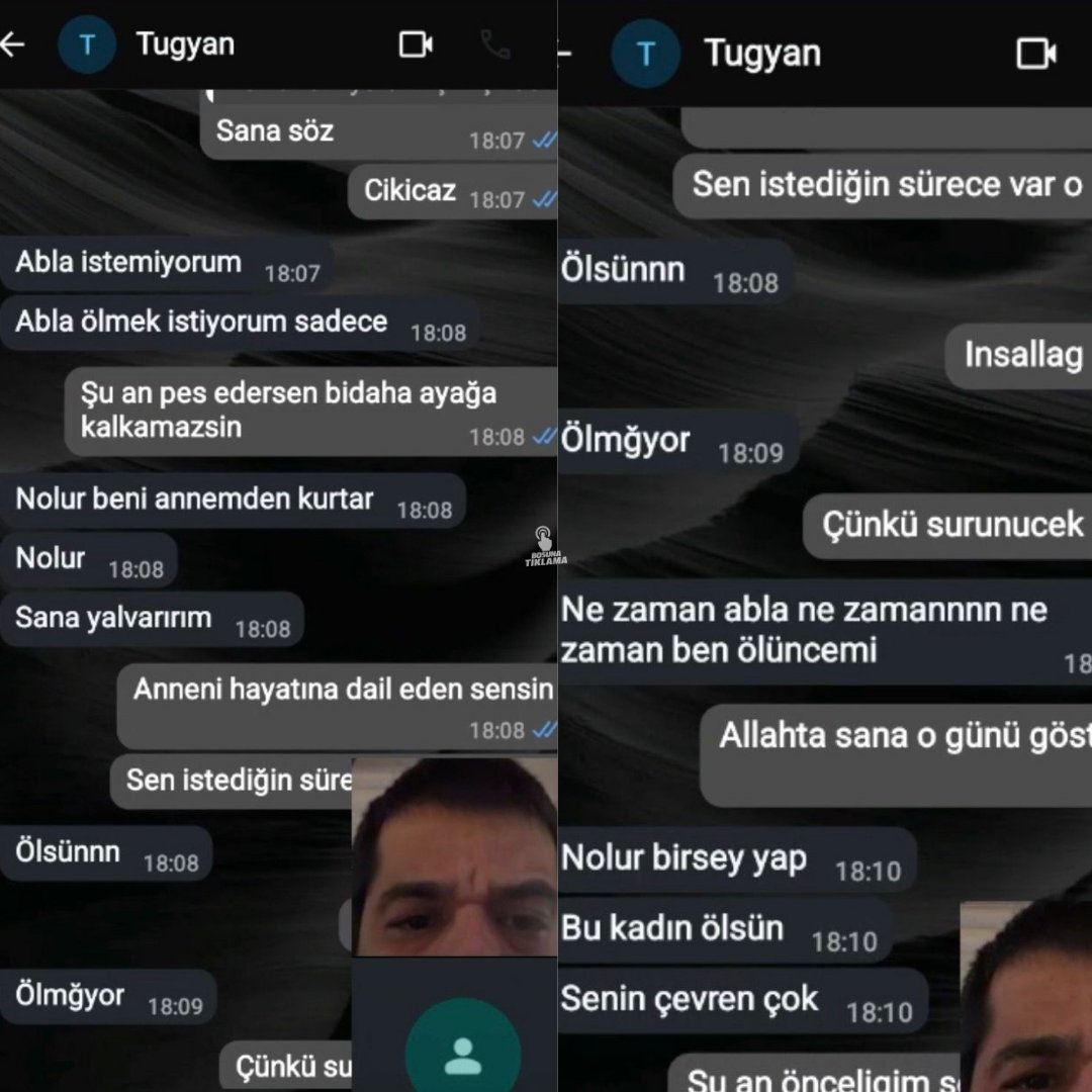 Güllü'nün kızı Tuğyan Ülkem Gülter'in WhatsApp konuşmaları