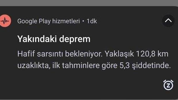 Google deprem bildirimi