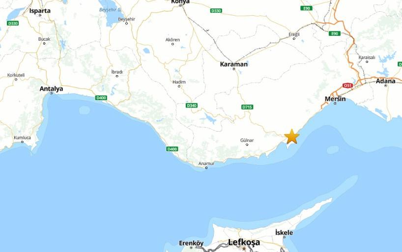 Mersin'de deprem.