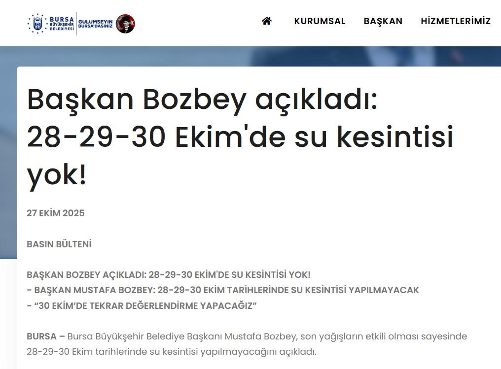 Bursa Büyükşehir Belediyesi resmi web sitesi