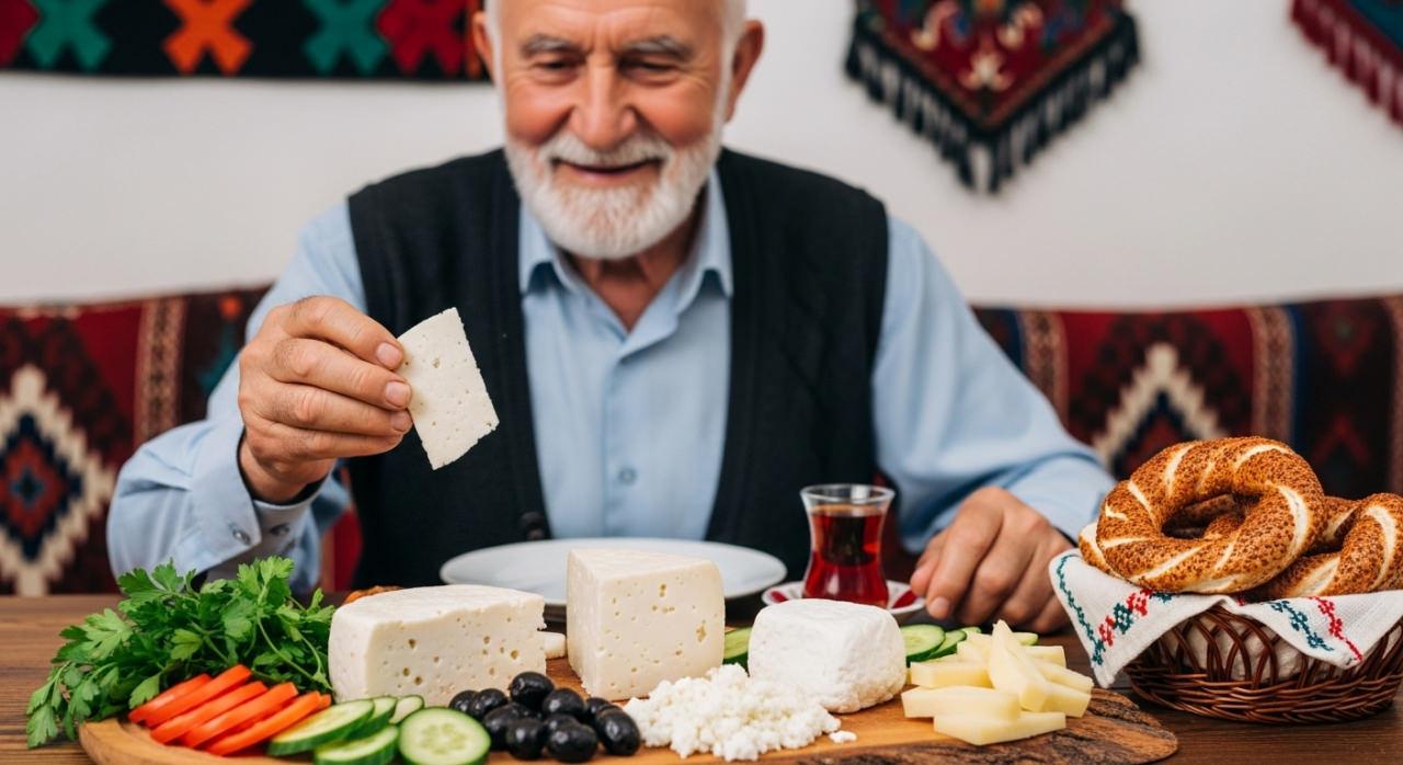Peynir tüketen bir amca
