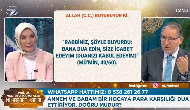 Yayında 'para karşılığı dua' sorusu gündem oldu! Mustafa Karataş yanıtladı