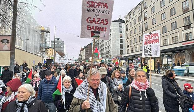 İsveç'te, Gazze'deki ateşkesi ihlal eden İsrail'e karşı protesto