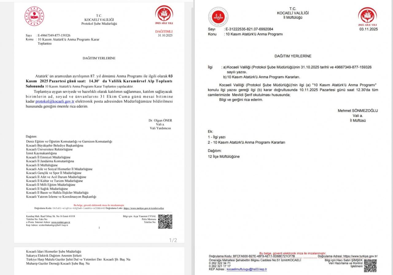 Valilik ve Müftülük yazısı