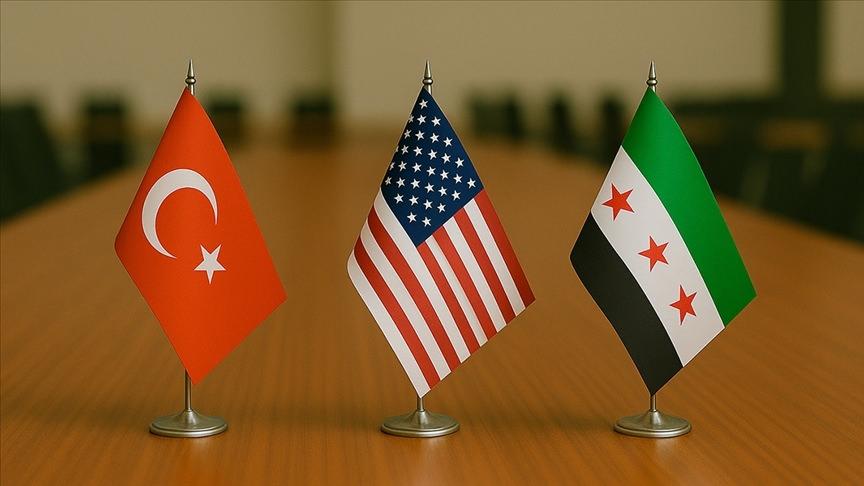 Türkiye, ABD ve Suriye bayrakları