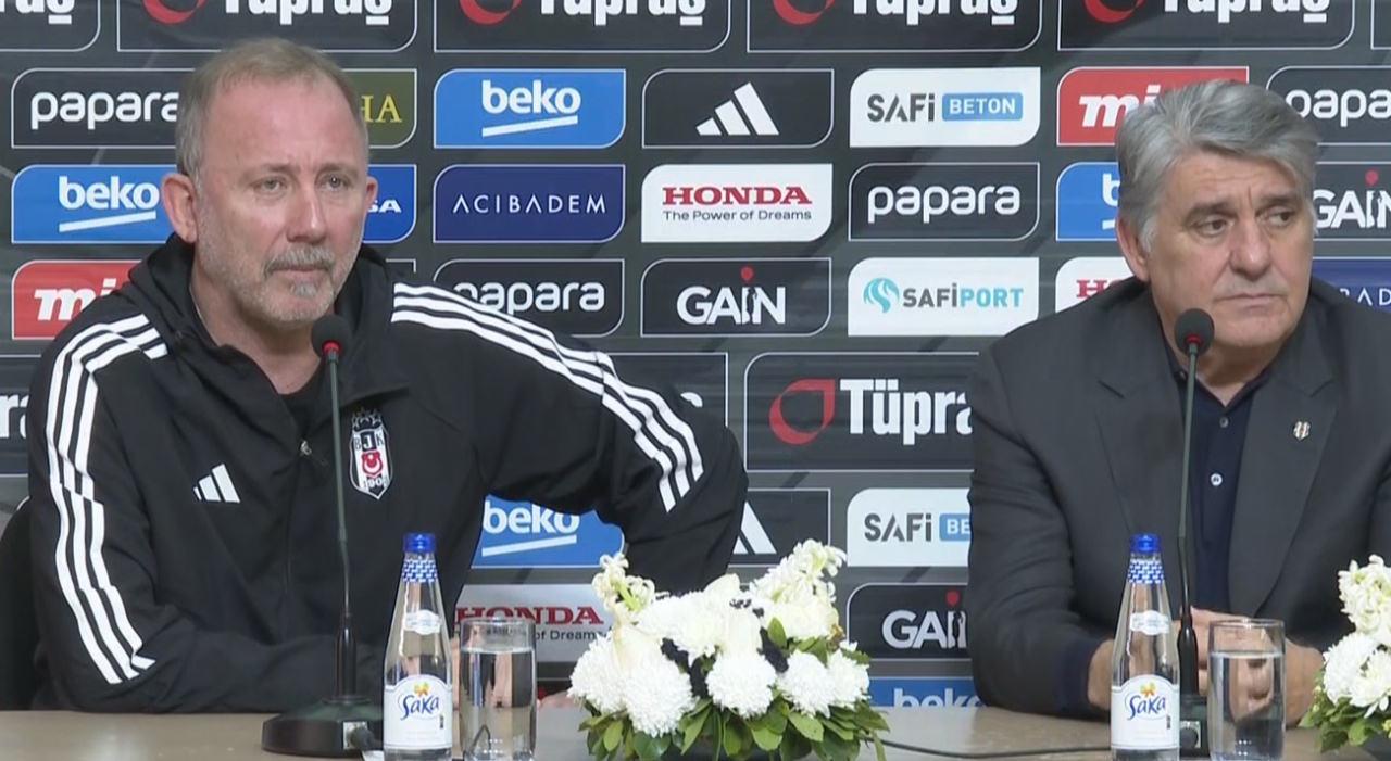 Beşiktaş teknik direktörü Sergen Yalçın ve Beşiktaş Başkanı Serdal Adalı