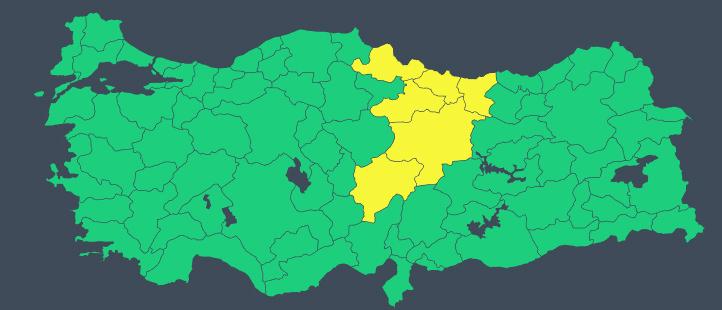 Sarı kodlu uyarı verilen iller