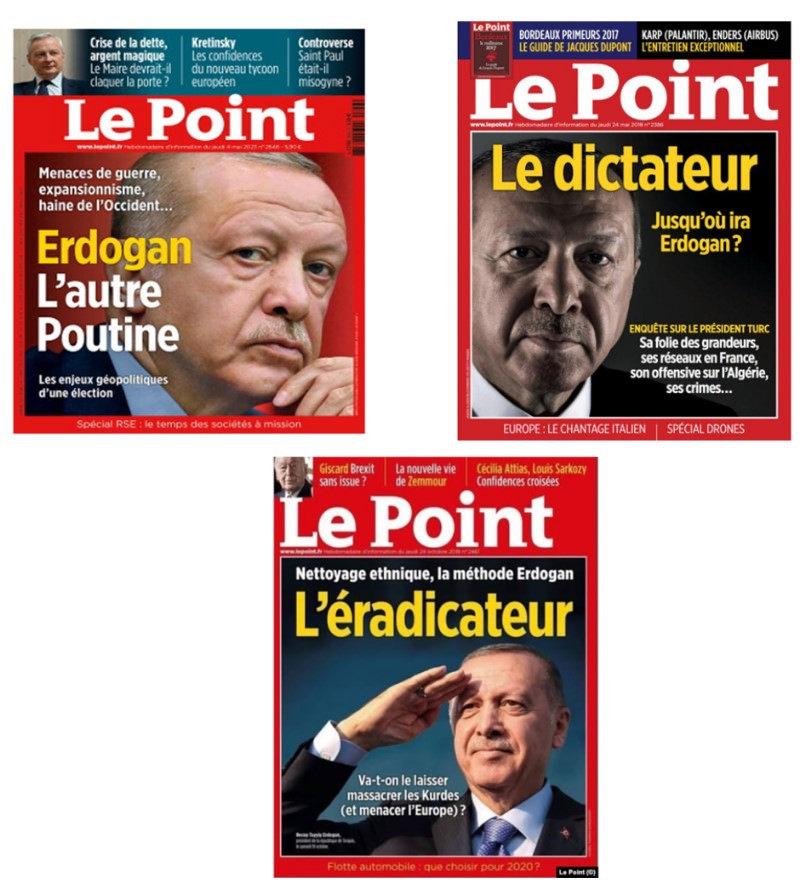 Le Point dergisinin Erdoğan temalı önceki kapakları