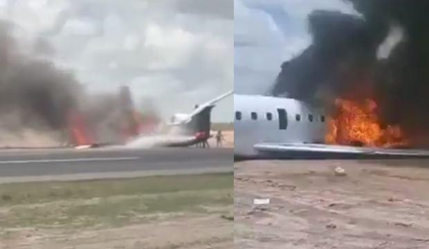 Afrika ülkesinde Bakan ve 20 kişilik ekibi taşıyan uçak pistten çıktı! 