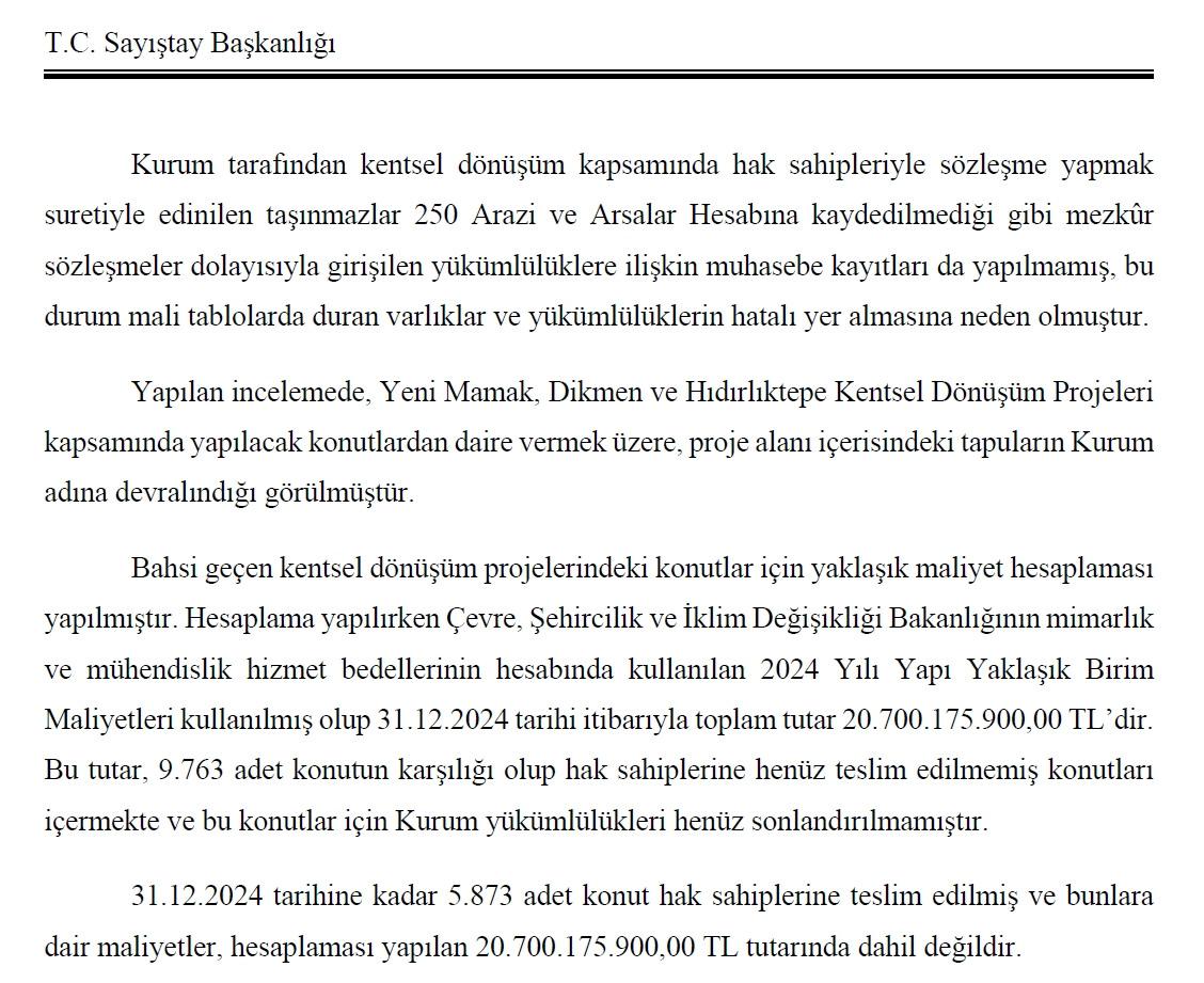 Sayıştay raporundan