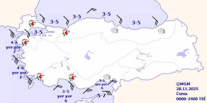Ege ve Doğu Akdeniz'de fırtınamsı rüzgar bekleniyor.