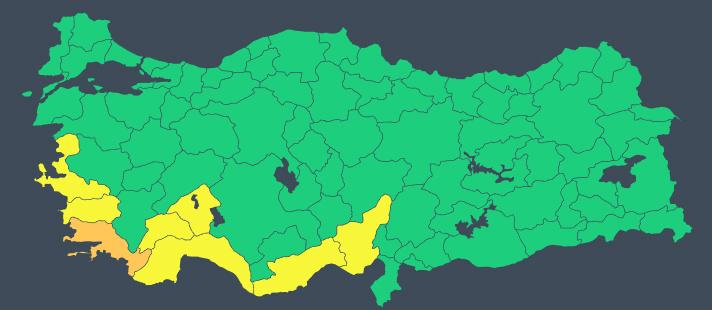 Uyarı verilen iller