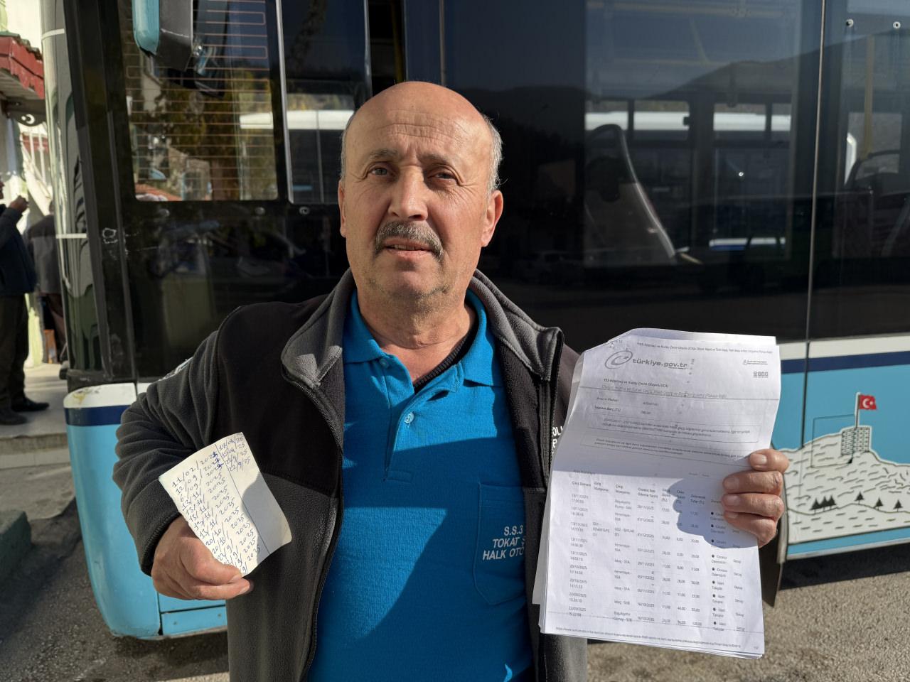 Tokat’ta özel halk otobüsü şoförü olarak görev yapan Şenel Gürses'e (55) hiç gitmediği 5 ilden 18 trafik cezası geldi