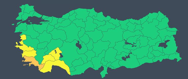 Uyarı verilen iller