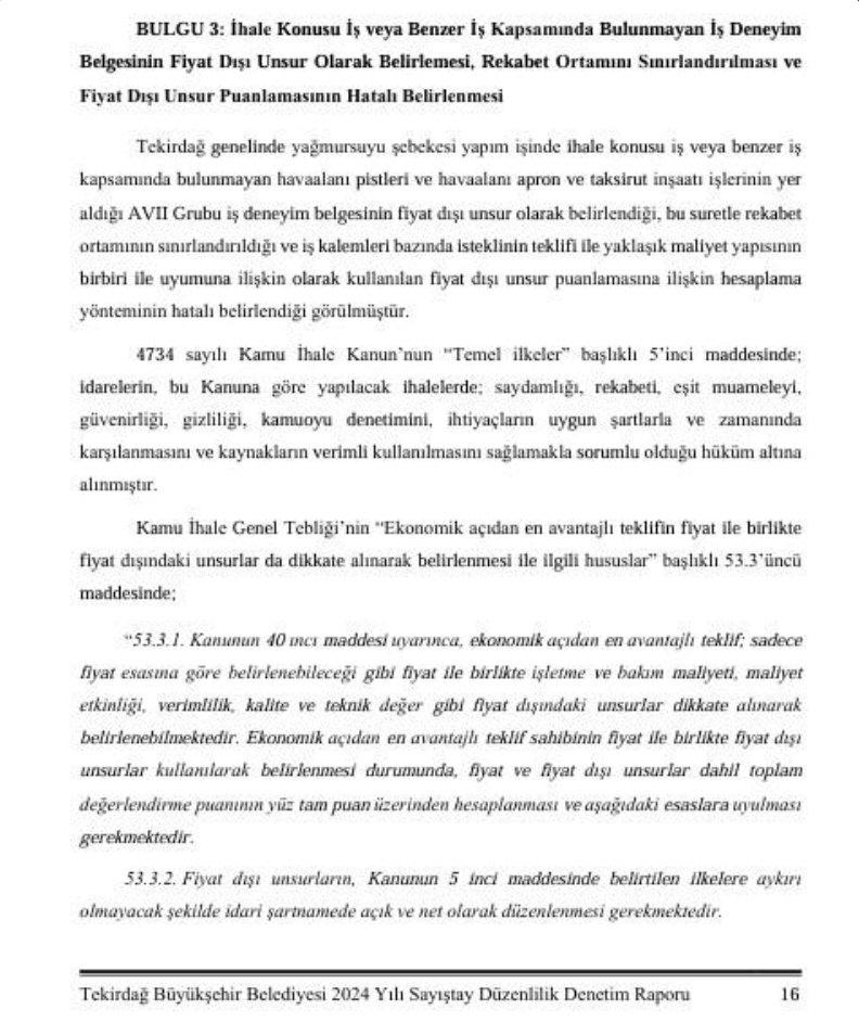 Sayıştay'ın 44 firmanın elendiği usulsüzlükle ilgili tespiti