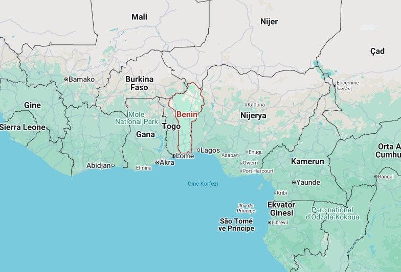Benin haritası (Kaynak: Google Maps)