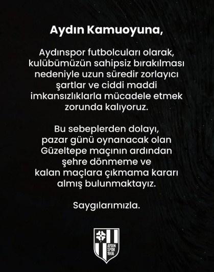 Aydınsporlu futbolcuların ortak açıklaması.