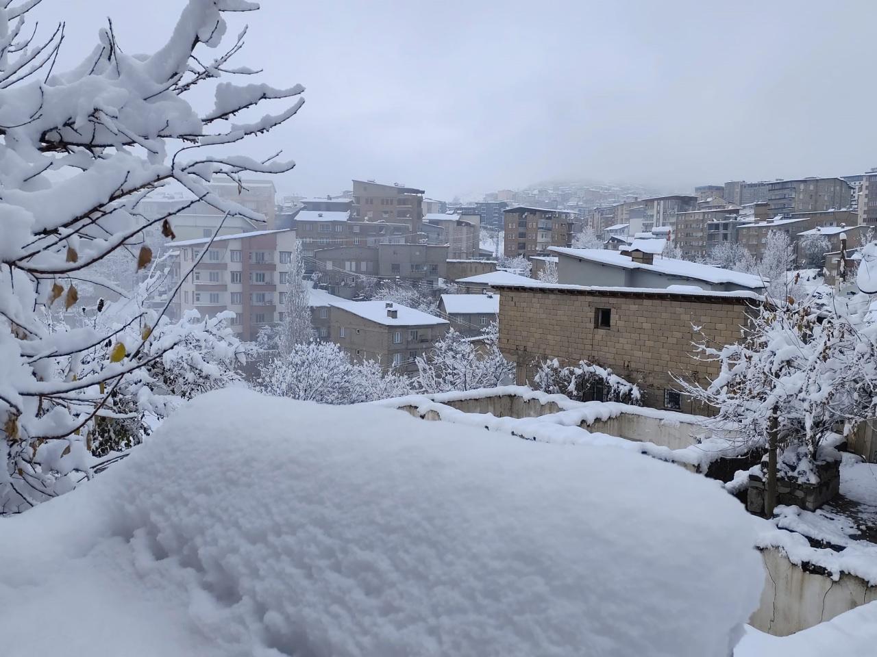 Hakkari'de etkili olan kar yağışı.