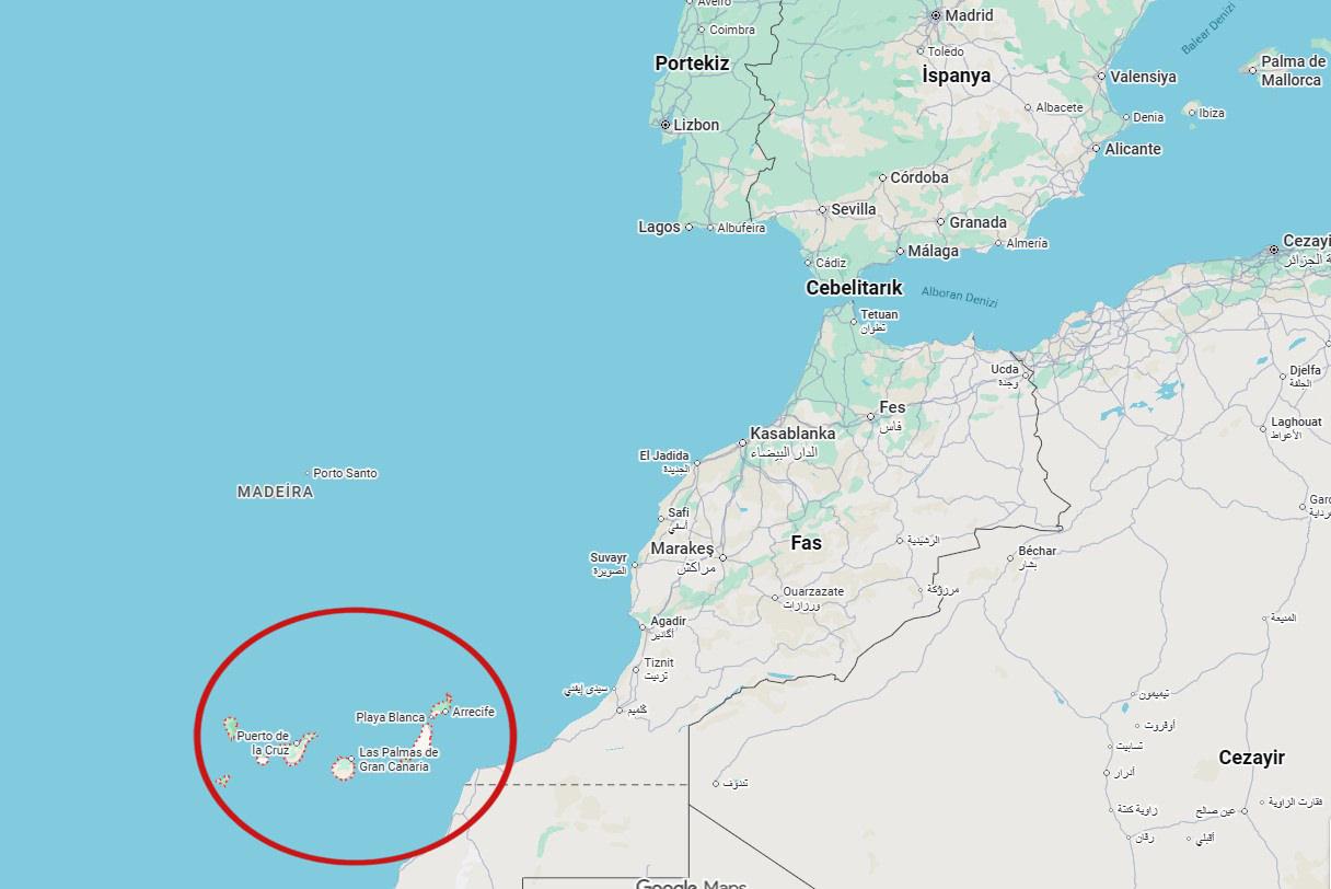 İspanya Kanarya Adaları (Kaynak: Google Maps)