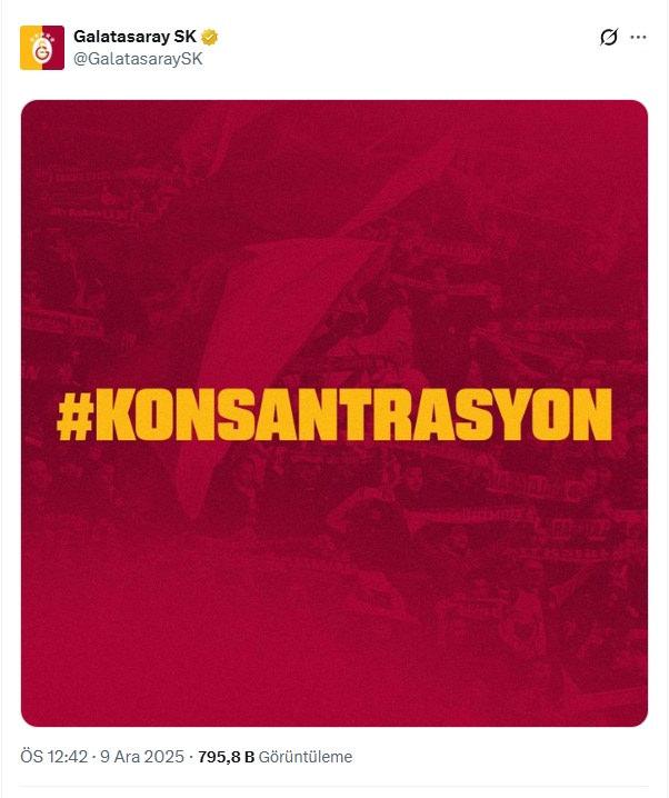 Galatasaray'ın resmi X hesabı üzerinden yayınladığı gönderinin ekran görüntüsü.