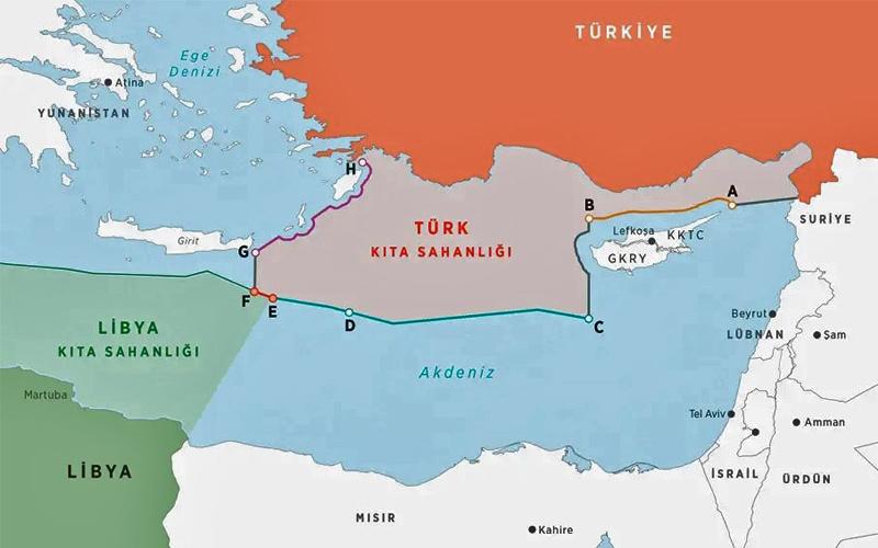 Türkiye-Libya deniz alanını gösteren harita (Kaynak: SETA)