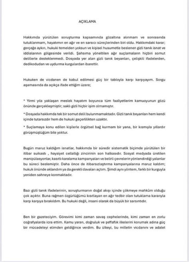 Ersoy'un açıklaması