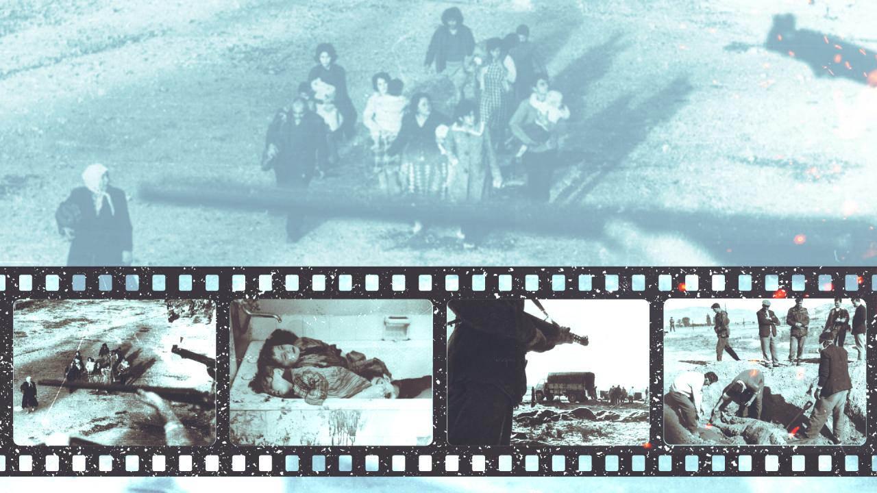 Rumların Kıbrıs Türklerine yönelik katliamını anlatan görseller