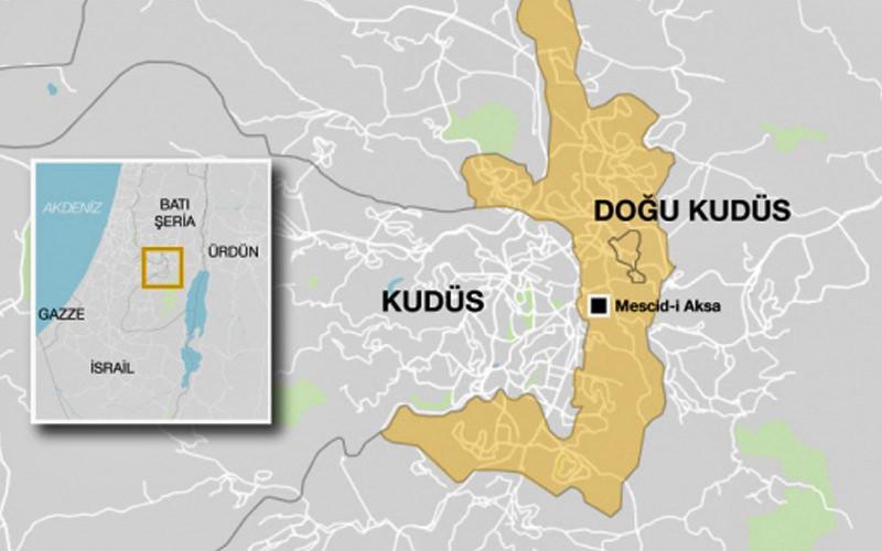 Kudüs haritası (Kaynak: TRT Haber)