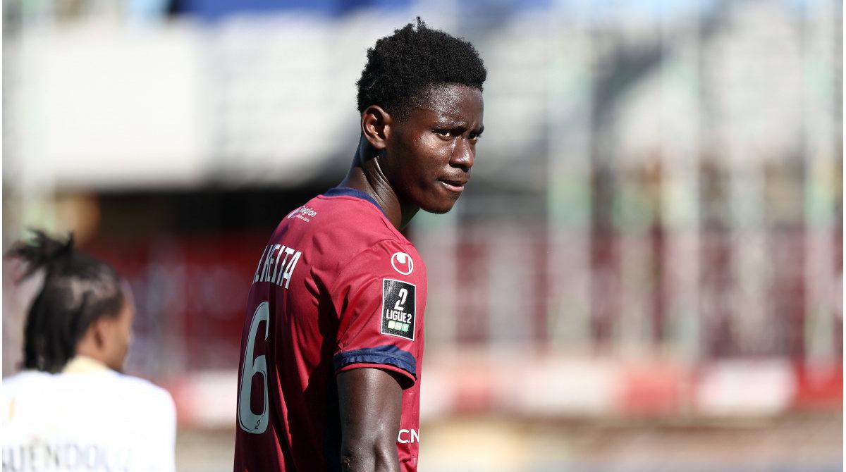 Habib Keita'nın Ligue 2 karşılaşmasından bir görüntüsü.