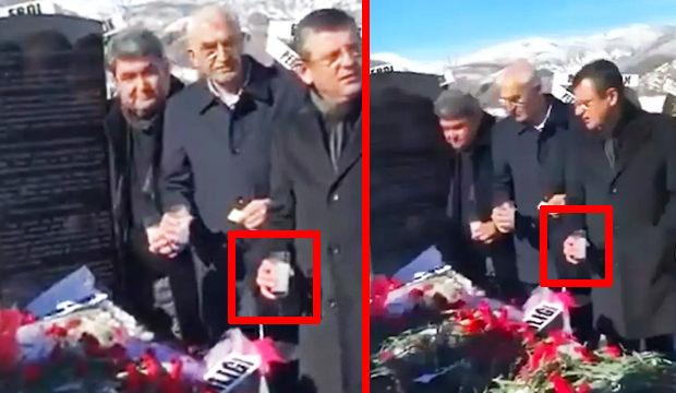 &Ouml;zg&uuml;r &Ouml;zel'in skandal g&ouml;r&uuml;nt&uuml;leri ortaya &ccedil;ıktı! Mezar başında rakı keyfi