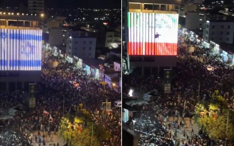 Hargeisa şehir meydanında İsrail ve Somaliland bayrakları yansıtılarak İsrail'in Somaliland'i tanıma kararı kutlandı.