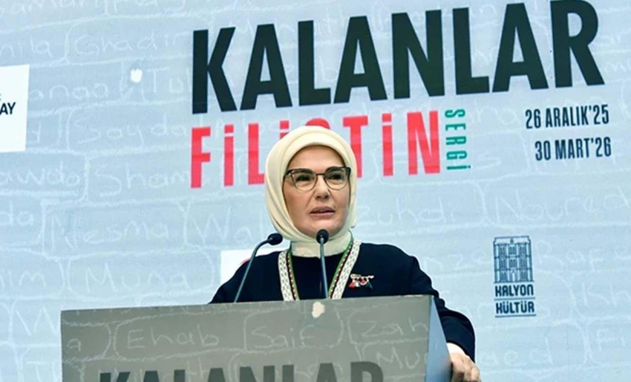 Emine Erdoğan, "Kalanlar" Filistin Sergisi'ne ilişkin videolu paylaşımda bulundu
