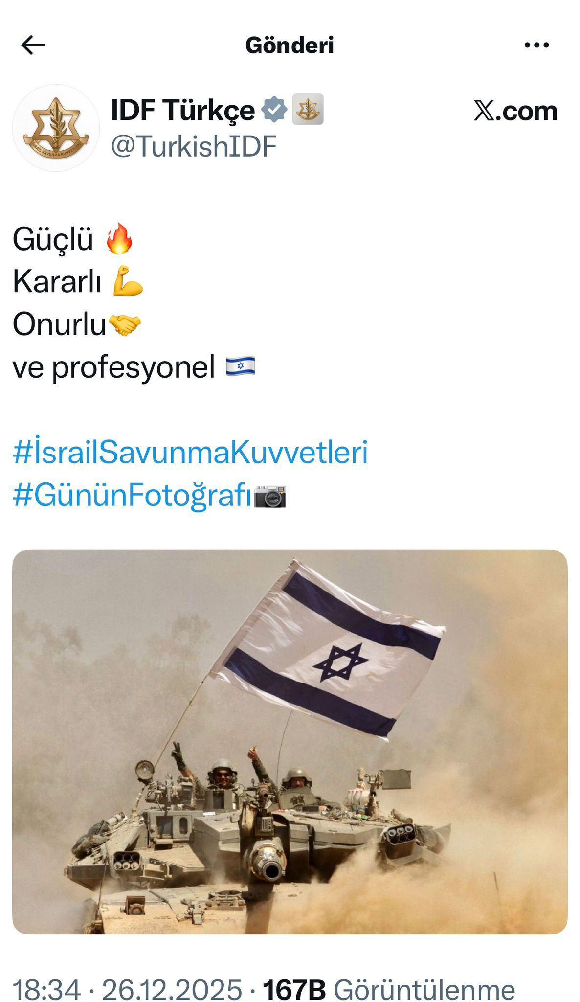 İsrail Savunma Bakanlığının taklit paylaşımı