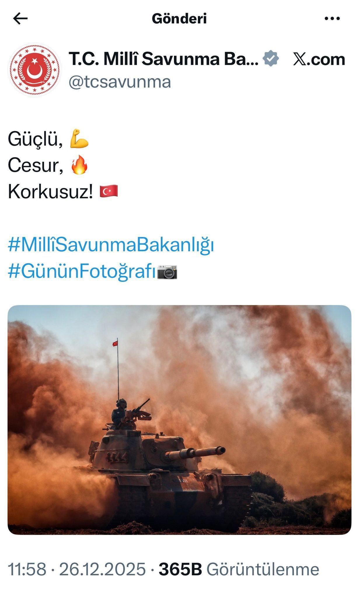 Milli Savunma Bakanlığının paylaşımı