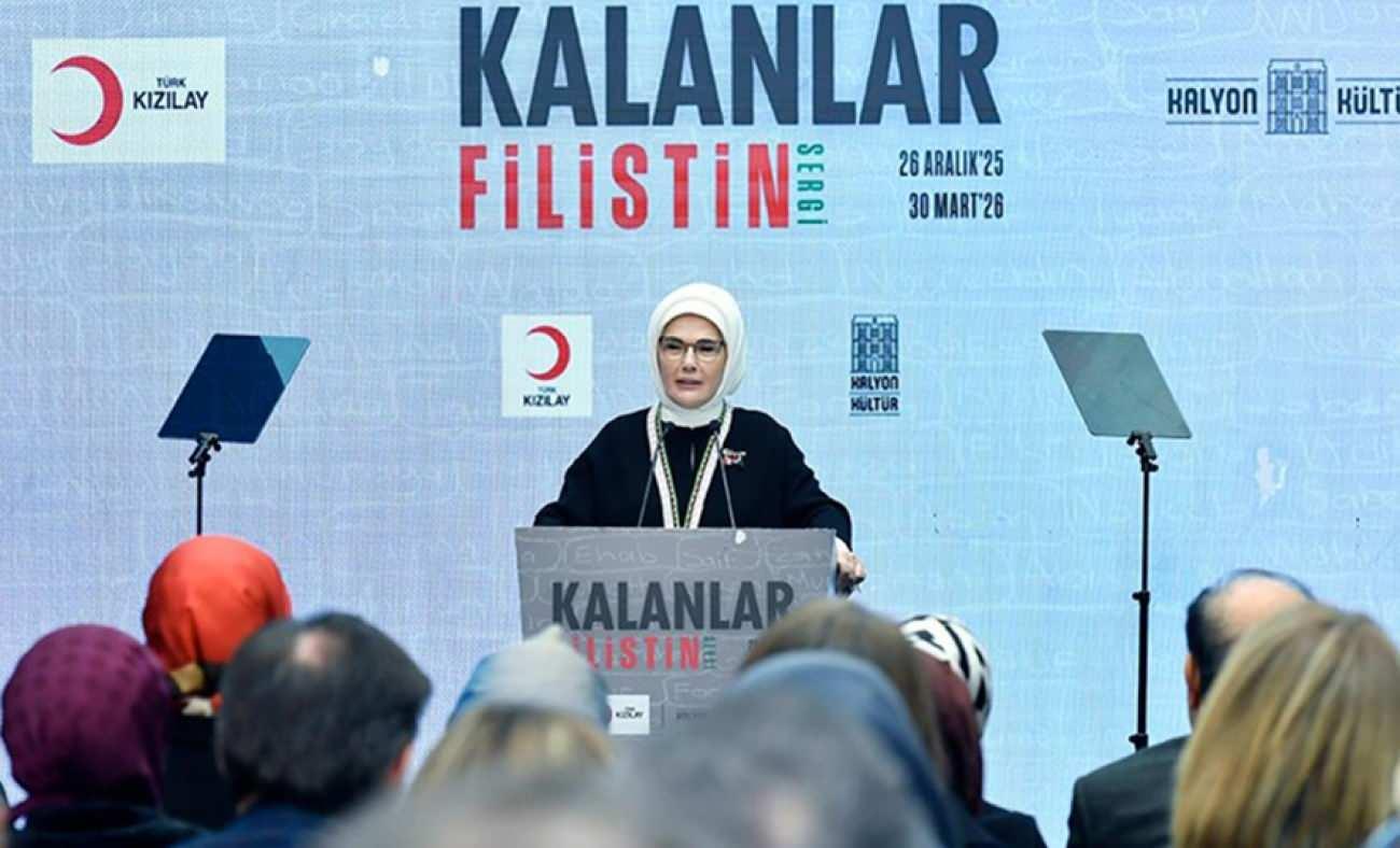 Emine Erdoğan "Kalanlar" Filistin Sergisi'nin a&ccedil;ılışında konuştu